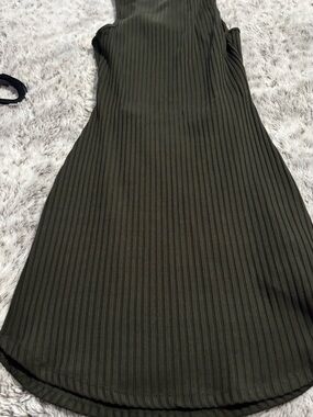 Ribbed Olive Green Knit Tank Dress
